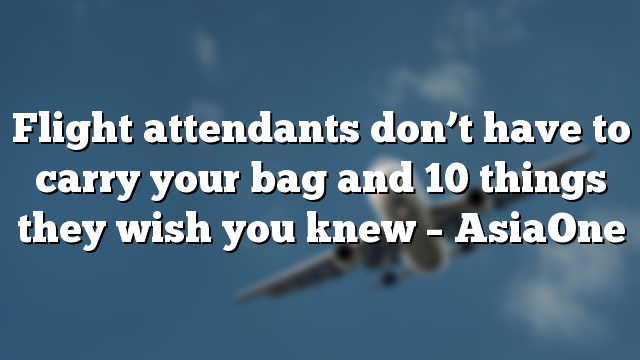 Flight attendants don’t have to carry your bag and 10 things they wish you knew – AsiaOne